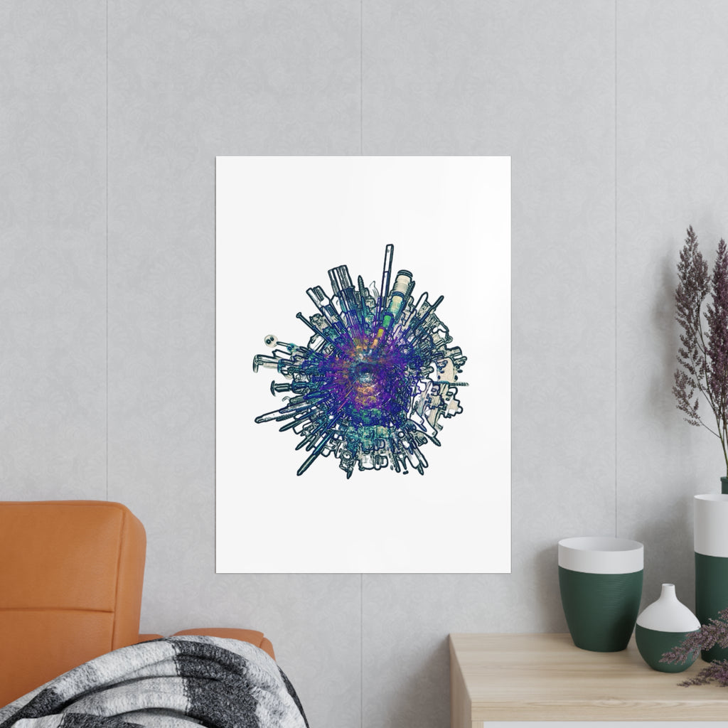TiHi Original “Abstract Tech” Photopaper Poster — Colorful Urban Nebula Wall Art