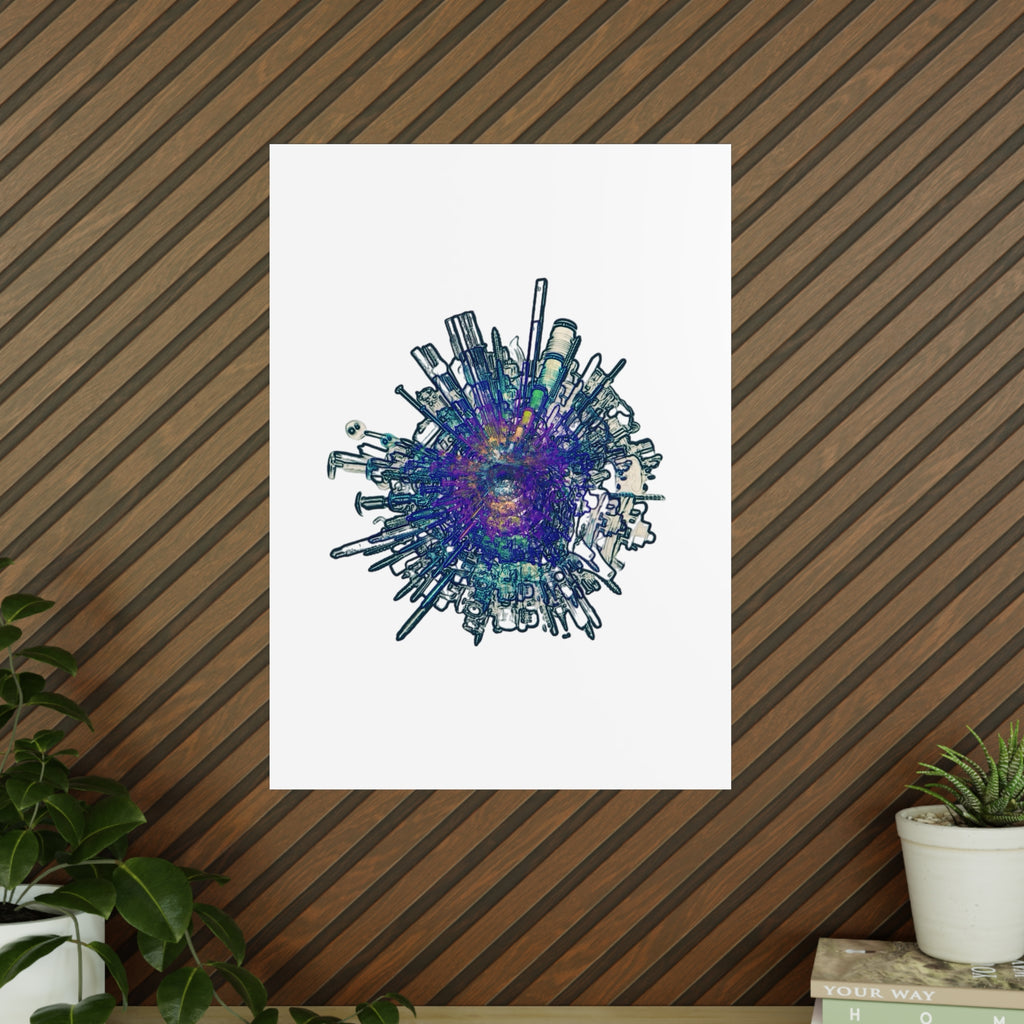 TiHi Original “Abstract Tech” Photopaper Poster — Colorful Urban Nebula Wall Art