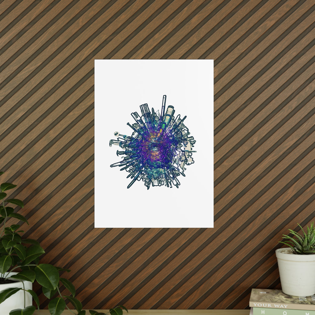 TiHi Original “Abstract Tech” Photopaper Poster — Colorful Urban Nebula Wall Art