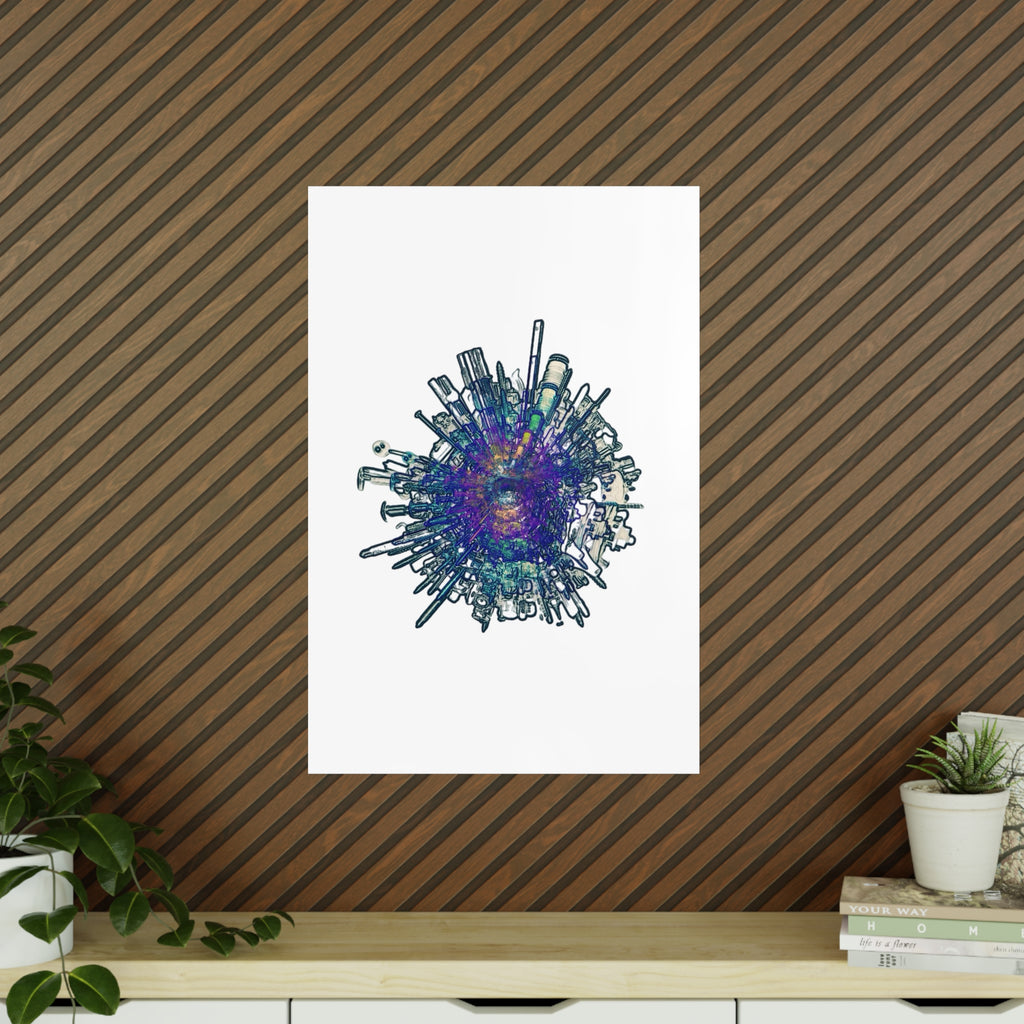 TiHi Original “Abstract Tech” Photopaper Poster — Colorful Urban Nebula Wall Art