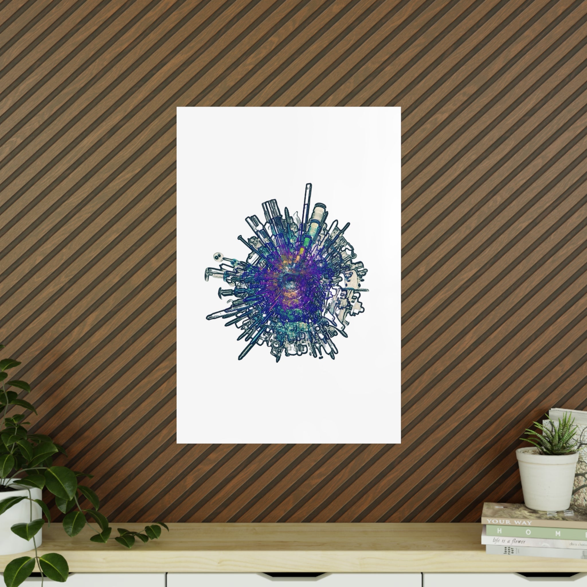 TiHi Original “Abstract Tech” Photopaper Poster — Colorful Urban Nebula Wall Art