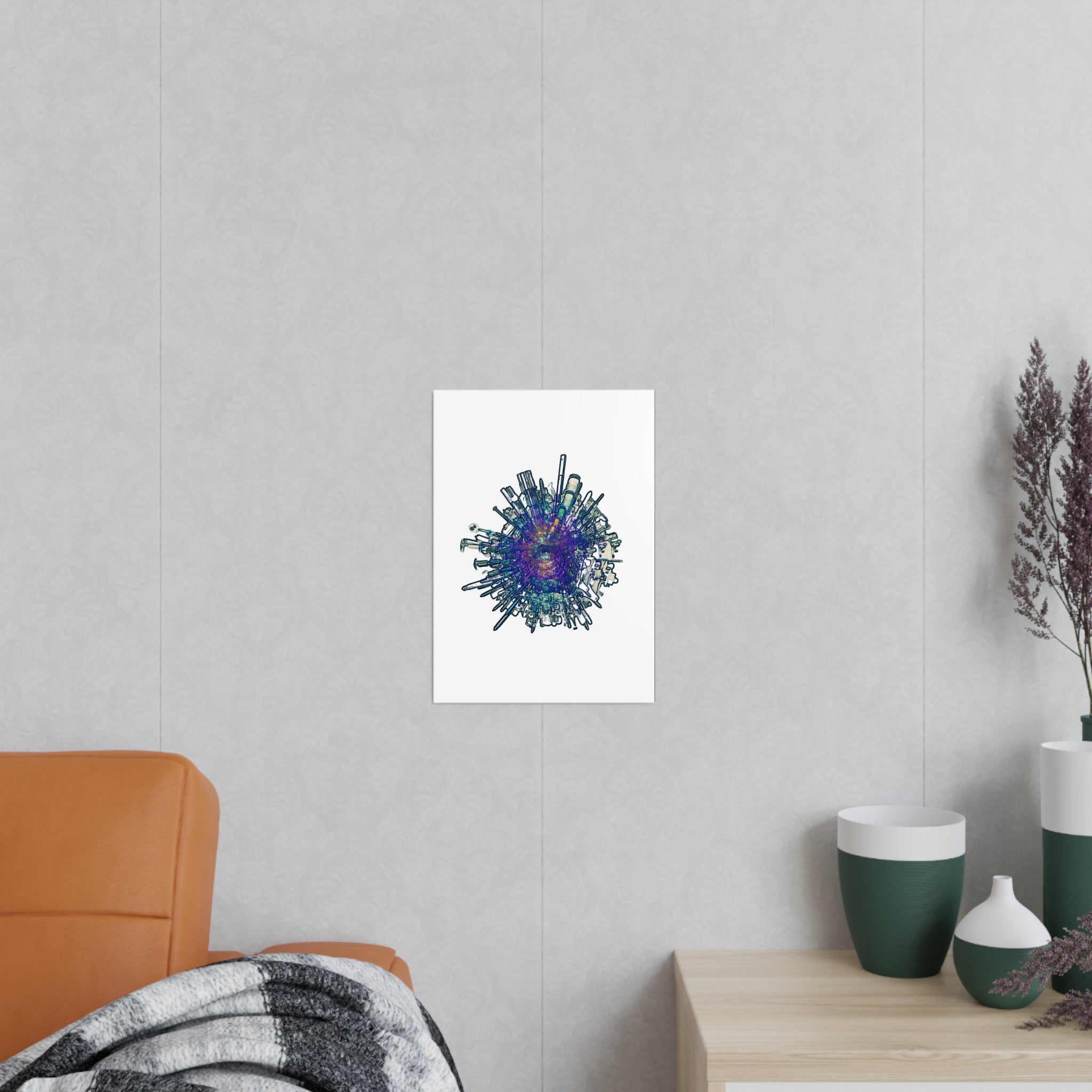 TiHi Original “Abstract Tech” Photopaper Poster — Colorful Urban Nebula Wall Art