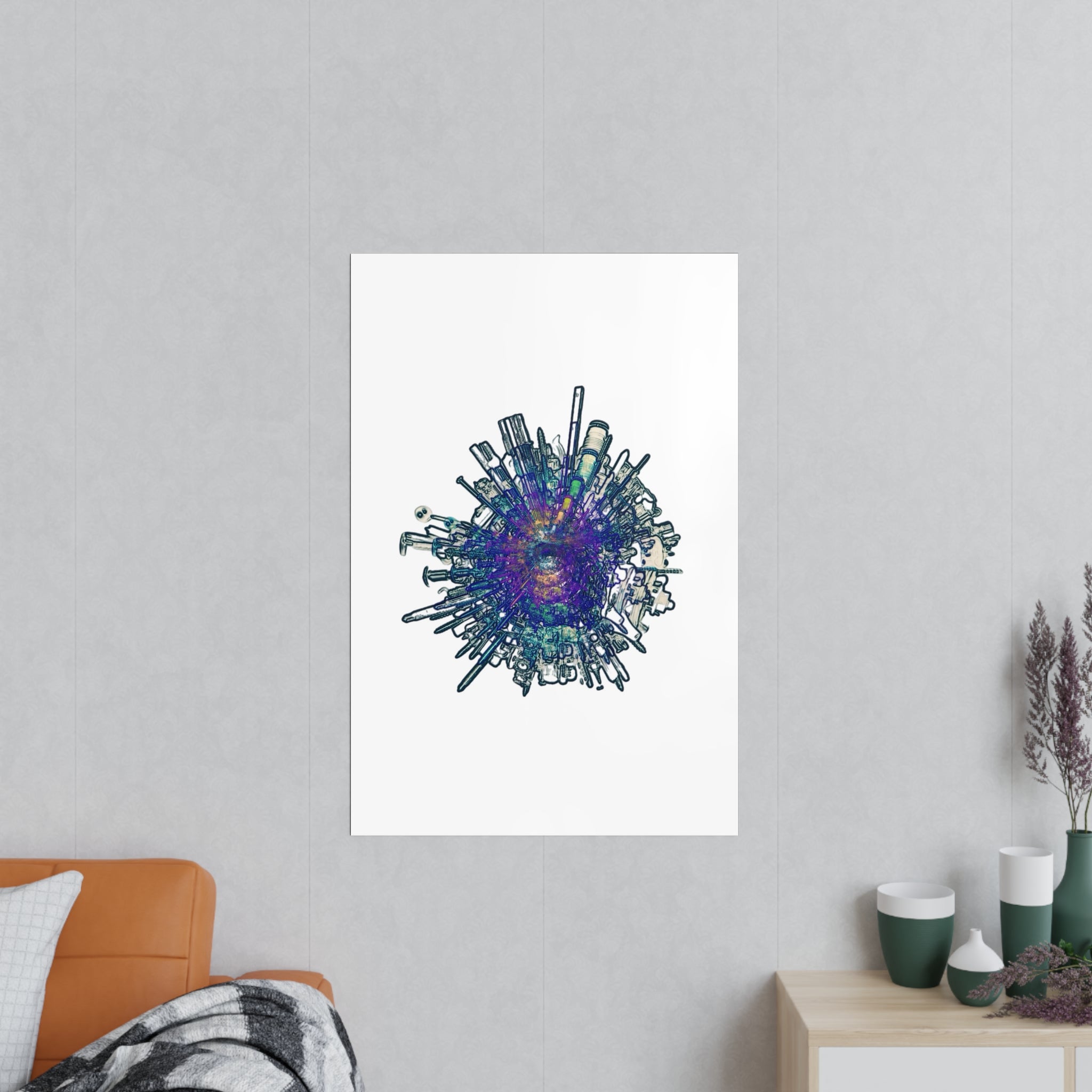 TiHi Original “Abstract Tech” Photopaper Poster — Colorful Urban Nebula Wall Art