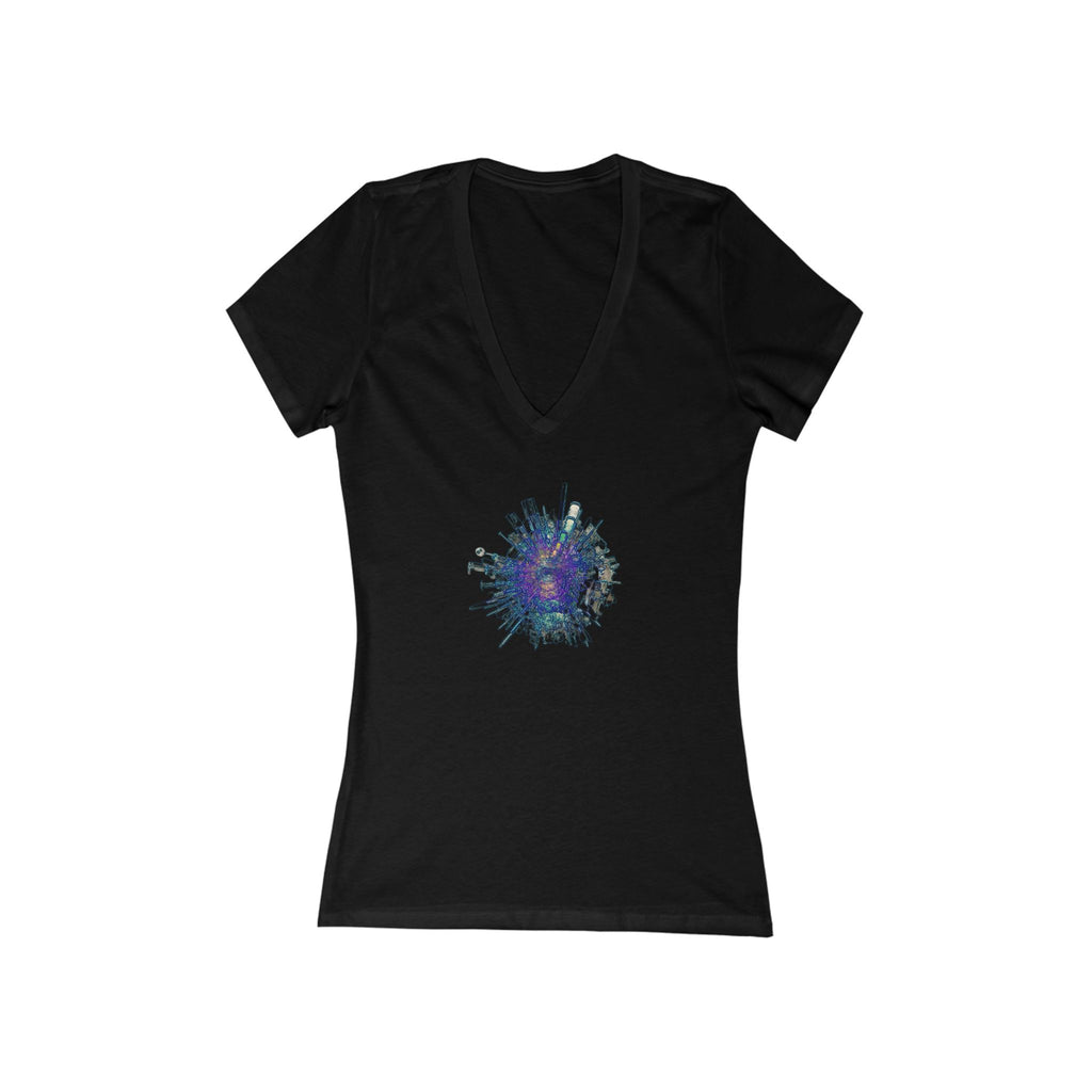 TiHi Original “Abstract Tech” V-Neck Tee — Women's Deep V Short Sleeve
