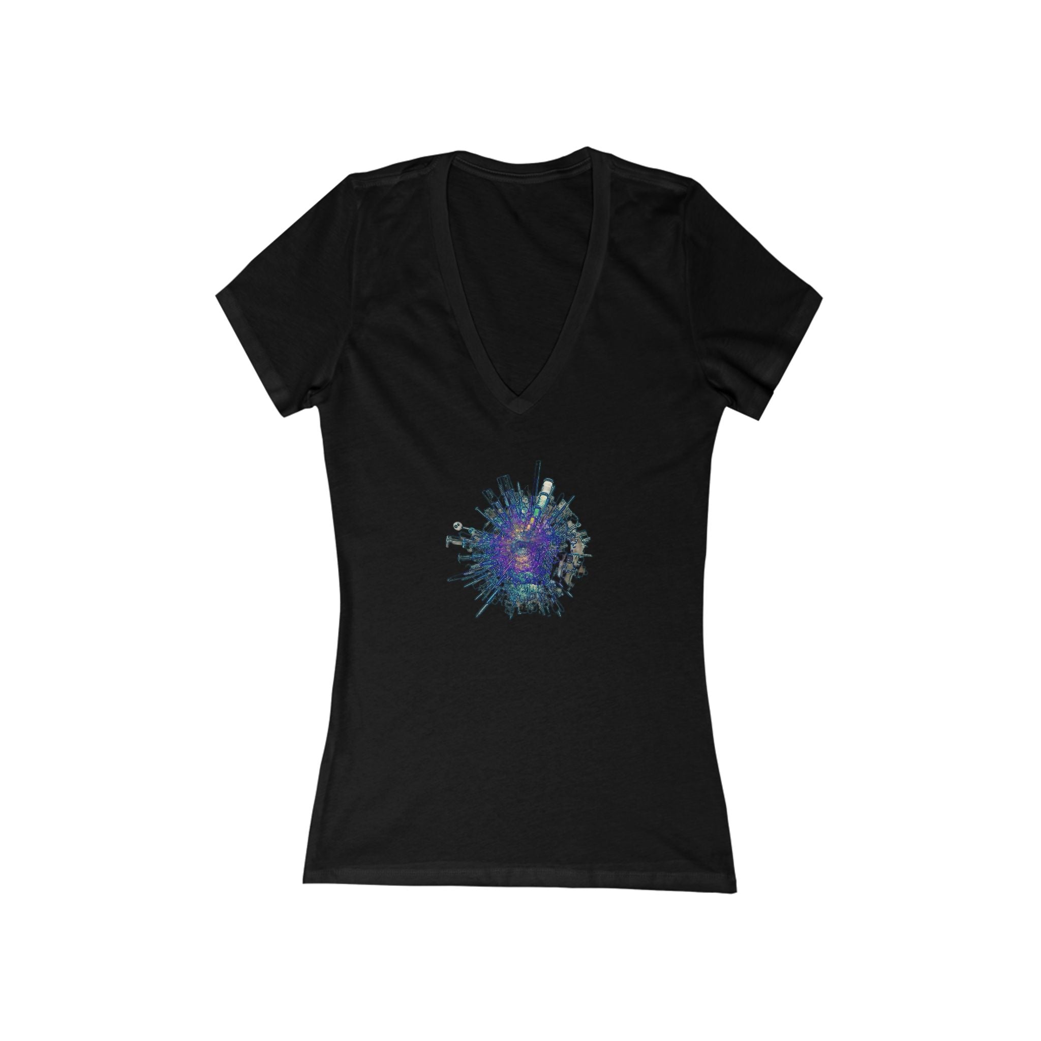 TiHi Original “Abstract Tech” V-Neck Tee — Women's Deep V Short Sleeve