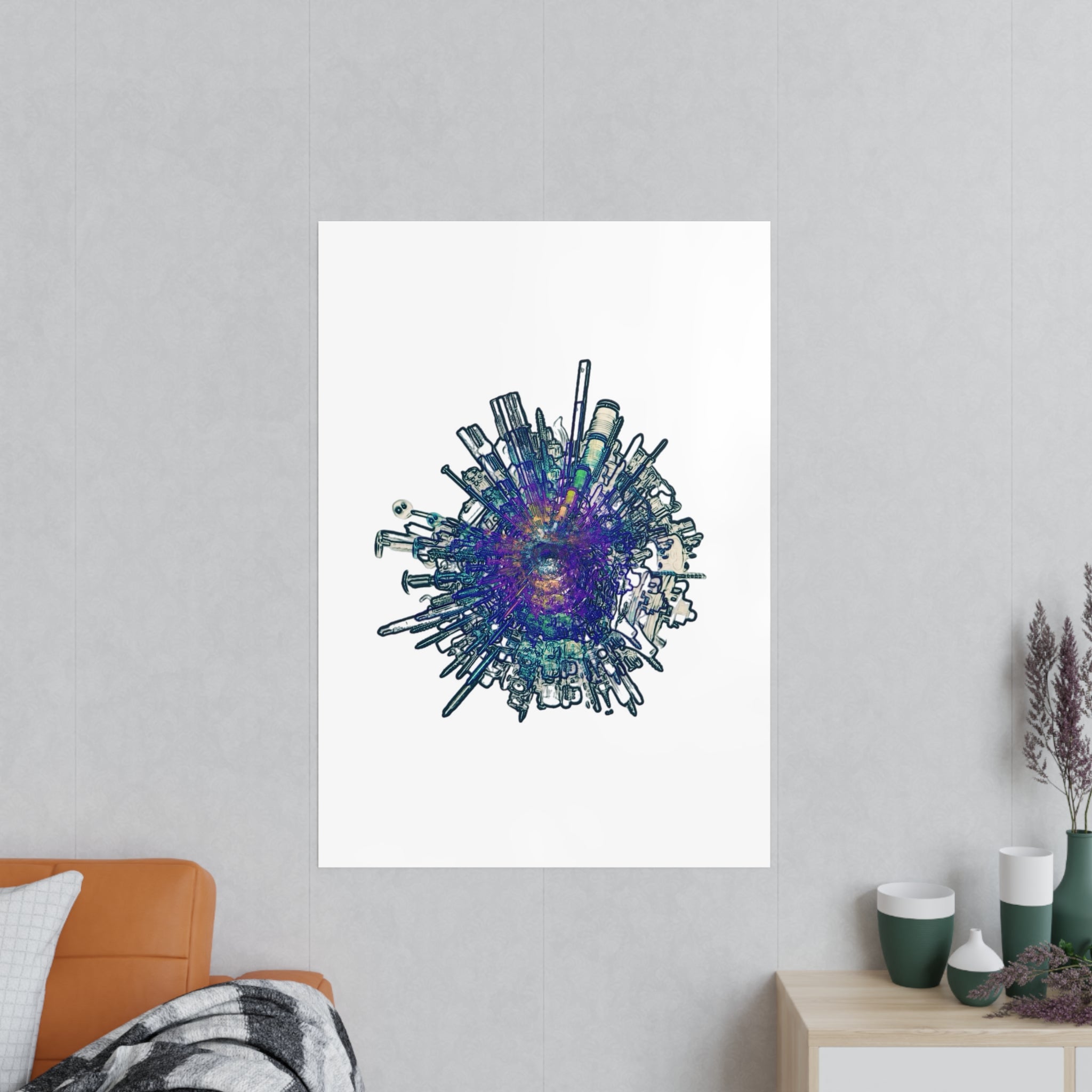TiHi Original “Abstract Tech” Photopaper Poster — Colorful Urban Nebula Wall Art