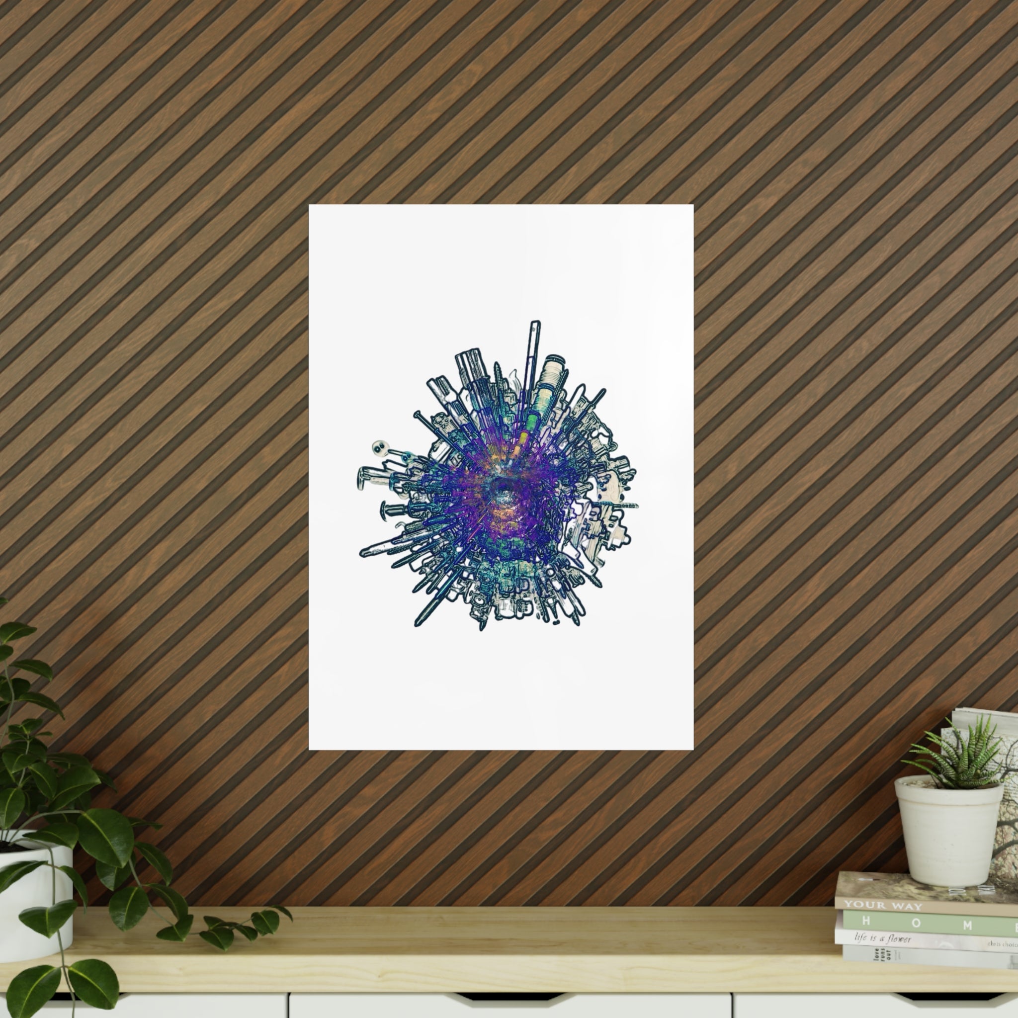 TiHi Original “Abstract Tech” Photopaper Poster — Colorful Urban Nebula Wall Art