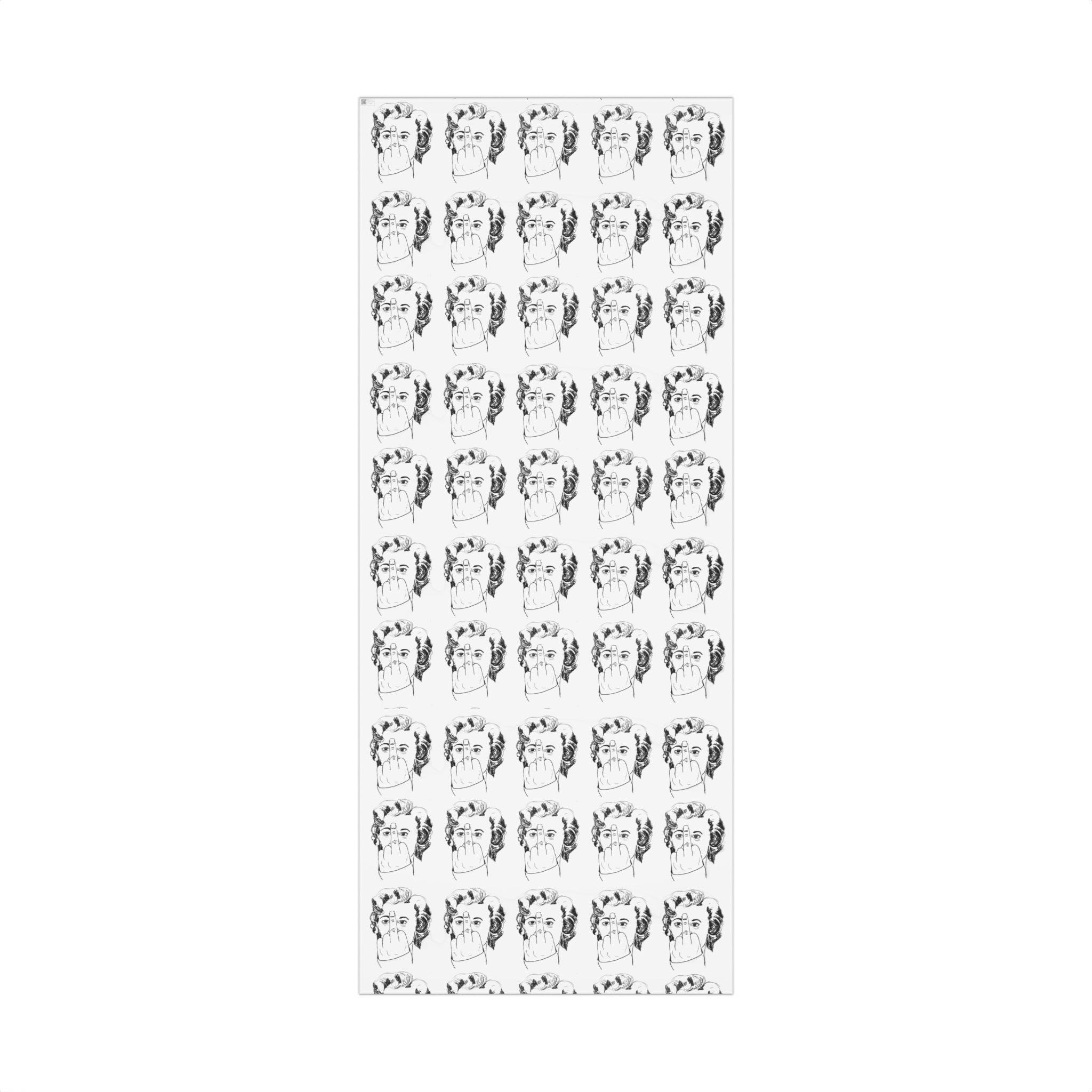 TiHi Original Illustration Gift Wrap Paper — Retro Monochrome Face Pattern (Hand Gesture Design)