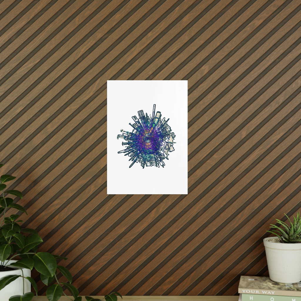 TiHi Original “Abstract Tech” Photopaper Poster — Colorful Urban Nebula Wall Art