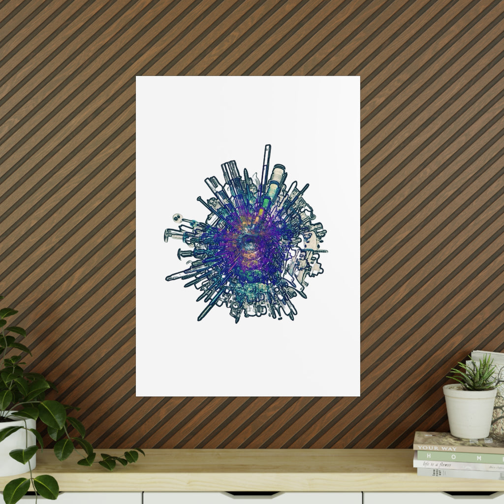 TiHi Original “Abstract Tech” Photopaper Poster — Colorful Urban Nebula Wall Art