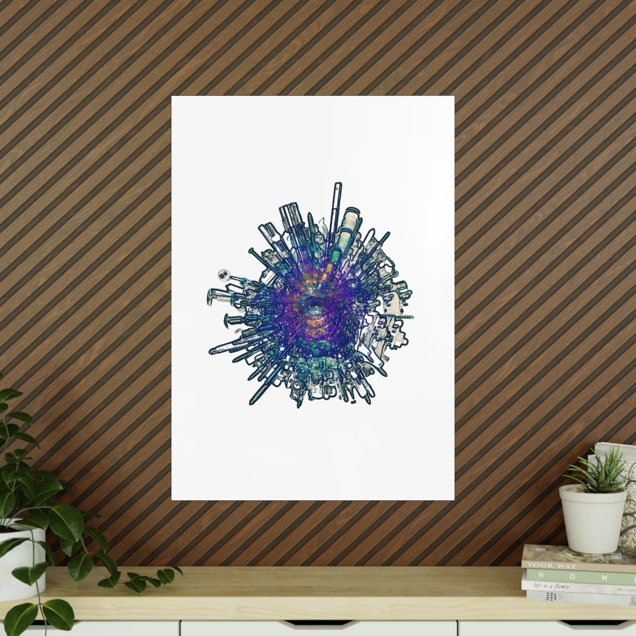 TiHi Original “Abstract Tech” Photopaper Poster — Colorful Urban Nebula Wall Art