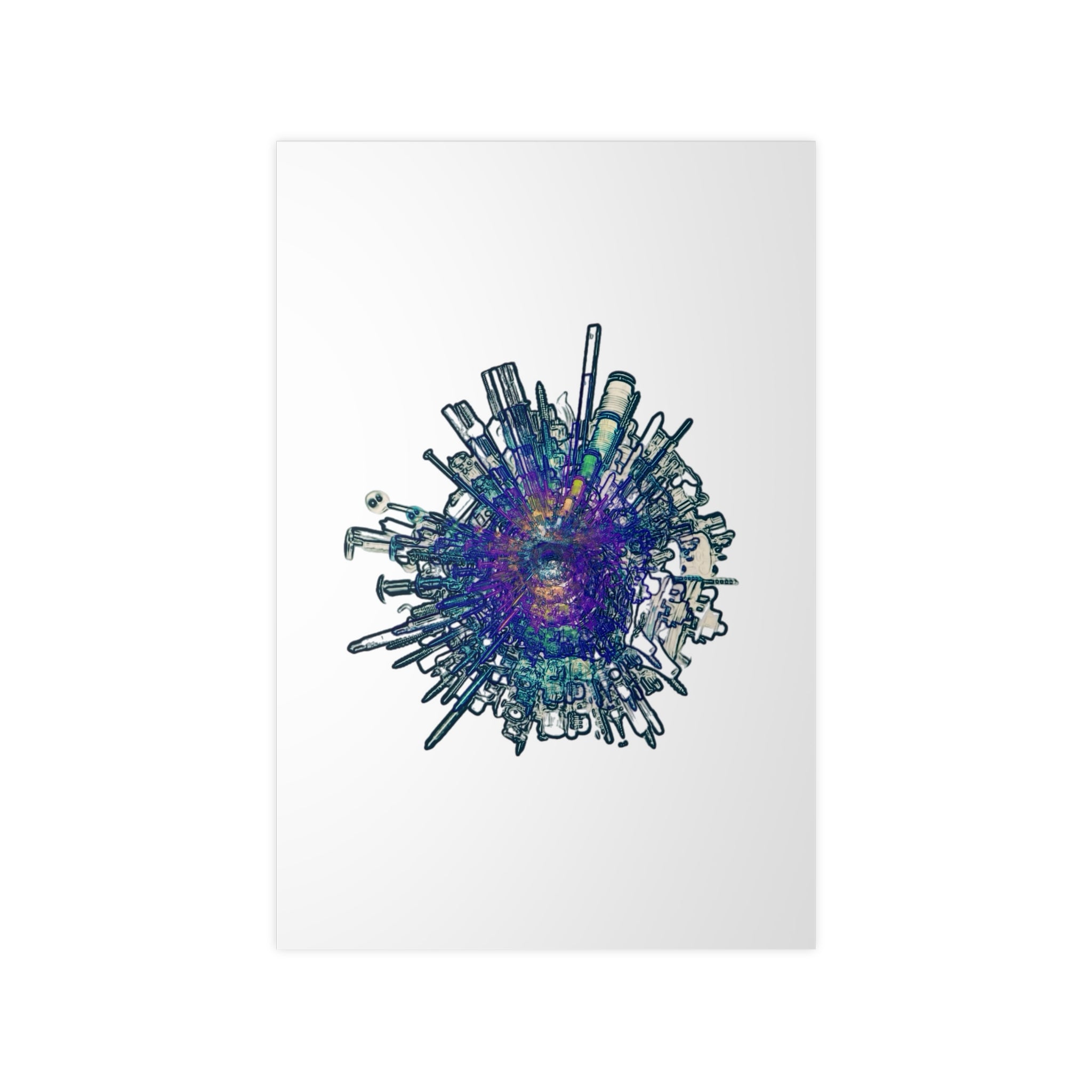 TiHi Original “Abstract Tech” Photopaper Poster — Colorful Urban Nebula Wall Art