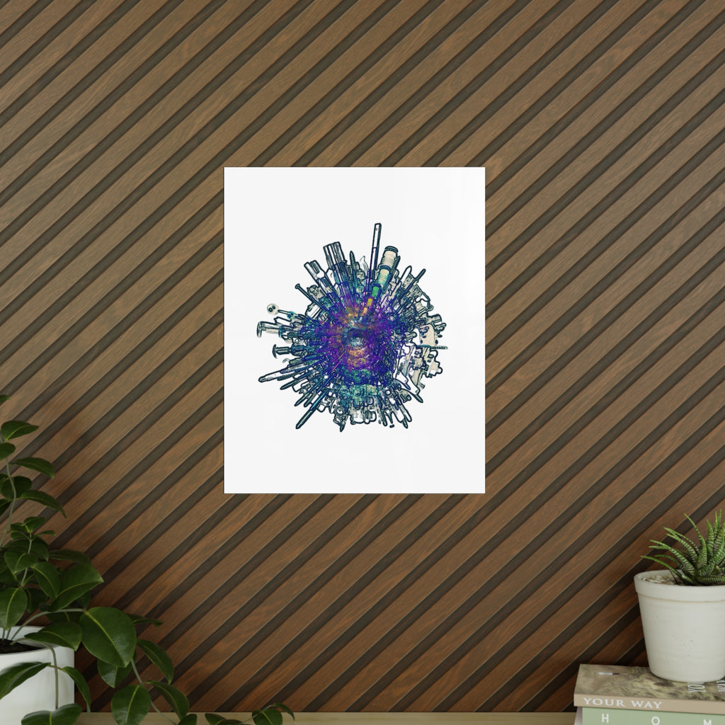 TiHi Original “Abstract Tech” Photopaper Poster — Colorful Urban Nebula Wall Art