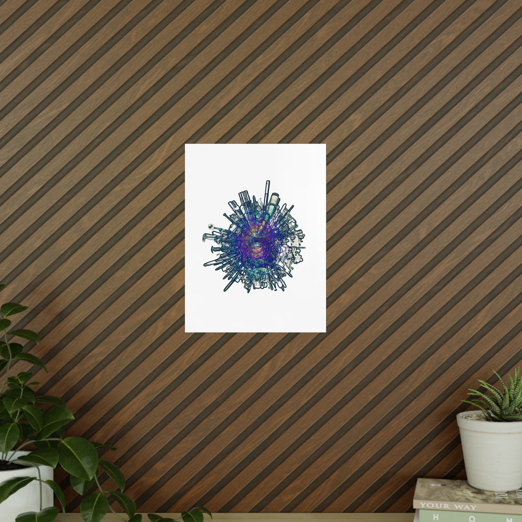 TiHi Original “Abstract Tech” Photopaper Poster — Colorful Urban Nebula Wall Art