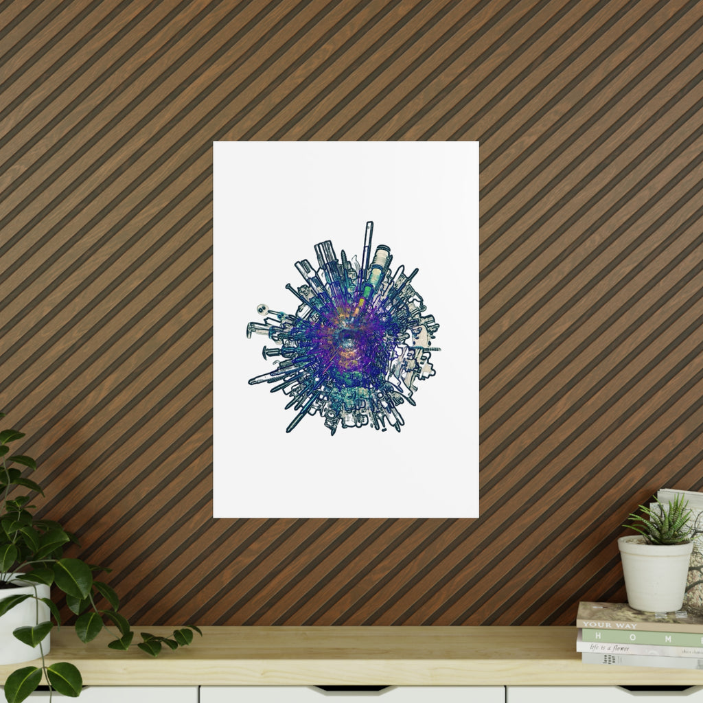 TiHi Original “Abstract Tech” Photopaper Poster — Colorful Urban Nebula Wall Art
