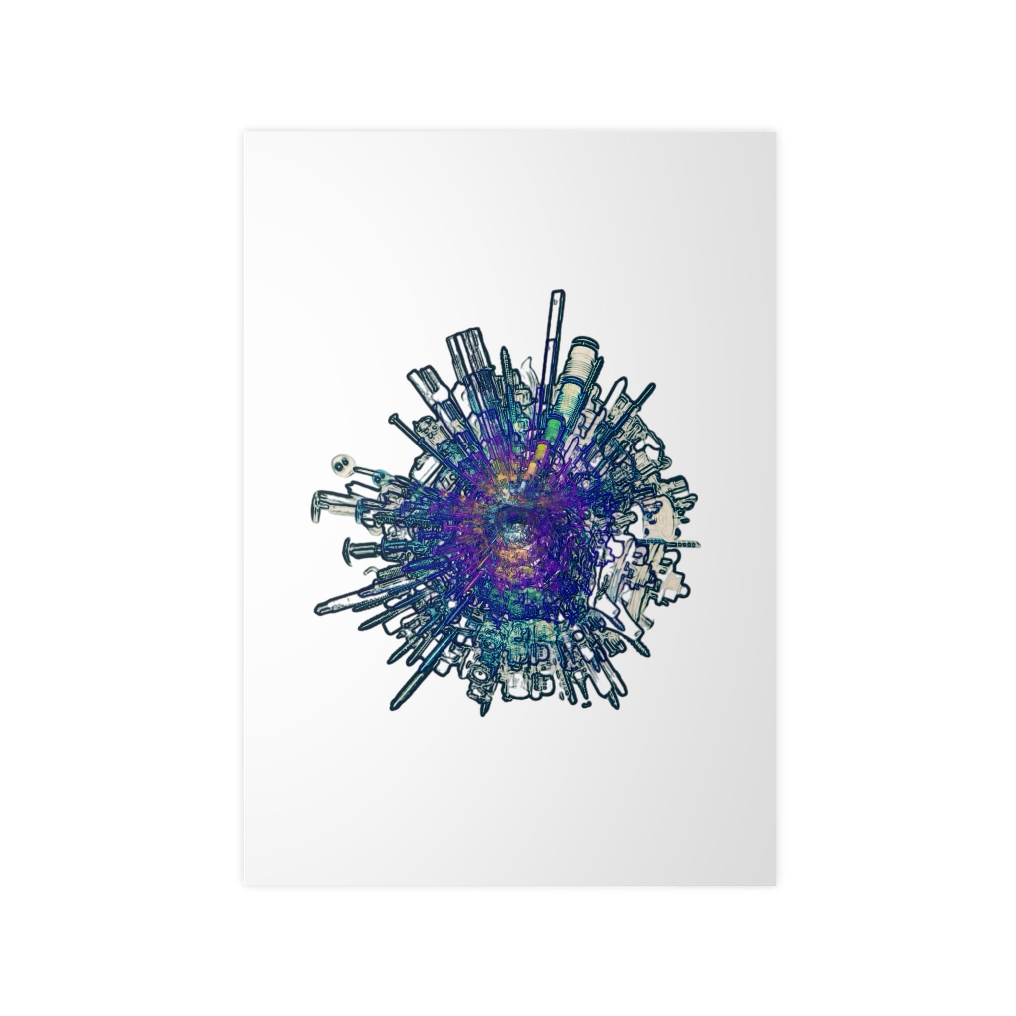 TiHi Original “Abstract Tech” Photopaper Poster — Colorful Urban Nebula Wall Art