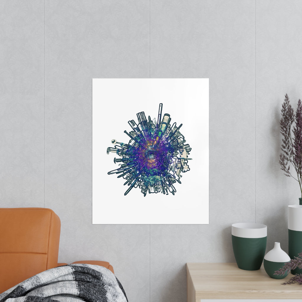 TiHi Original “Abstract Tech” Photopaper Poster — Colorful Urban Nebula Wall Art