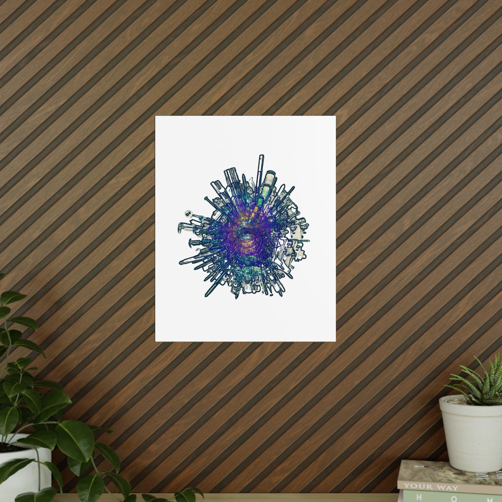 TiHi Original “Abstract Tech” Photopaper Poster — Colorful Urban Nebula Wall Art